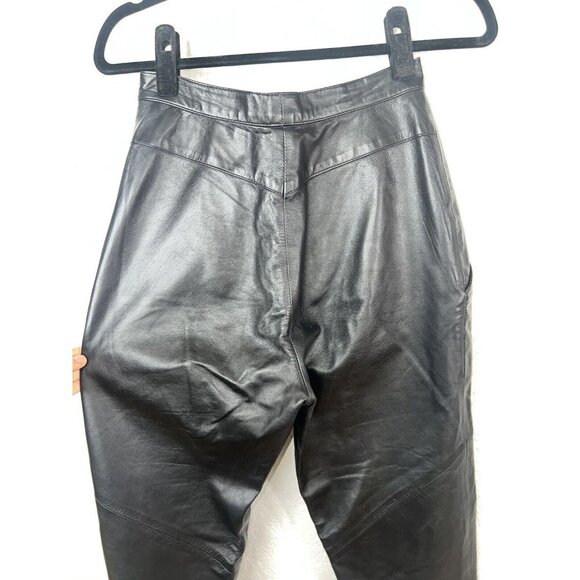 Vintage Ruth Wagner Leather Pants Straight Leg Tapered New Wave Retro Size 6 1C - Picture 4 of 12
